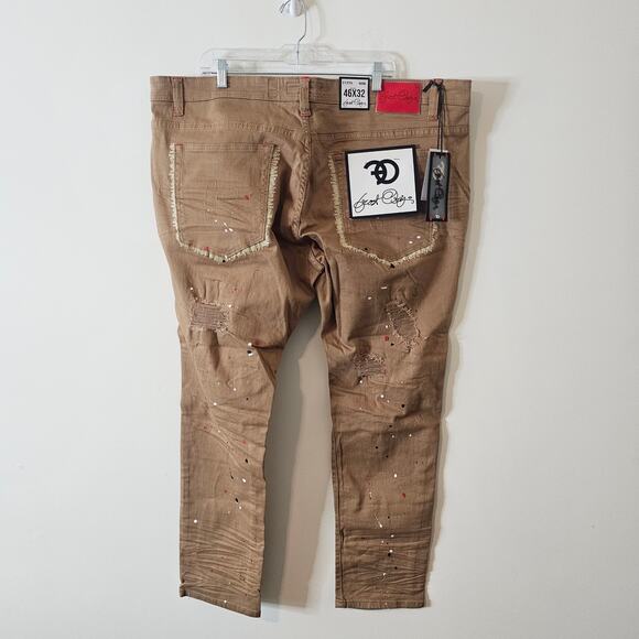 Frost Originals Khaki Distressed Jeans Size 46x32 - Picture 2 of 6
